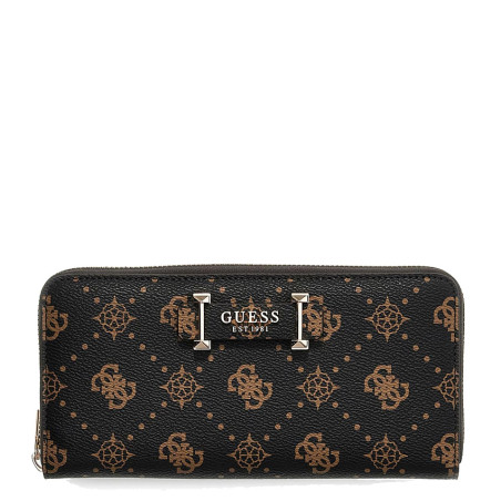 Guess Carrie Logo Zipper Companion with Logos ESL Brown
