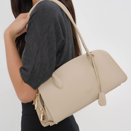 Lancaster Mademoiselle Bonnie Sac Porté Epaule Aux Anses Longues 572-130 Beige porté