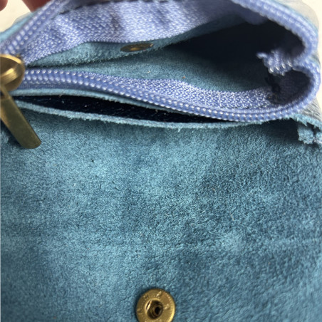 Farfouillette Compact Coin Purse Leather PM Blue