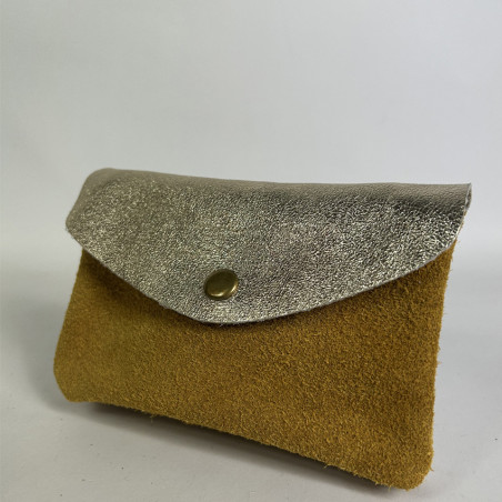 Farfouillette Grand Porte-Monnaie En Daim Camel / Doré côté