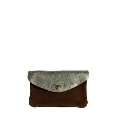 Farfouillette Large Coin Purse in Suede Choco / Gold