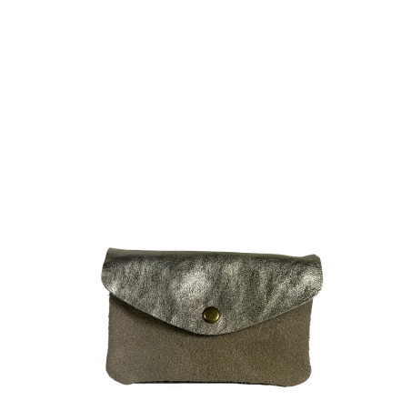 Farfouillette Grand Porte-Monnaie En Daim Naturel / Doré