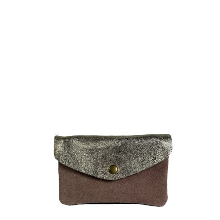 Farfouillette Large Suede Wallet Pale Pink / Gold