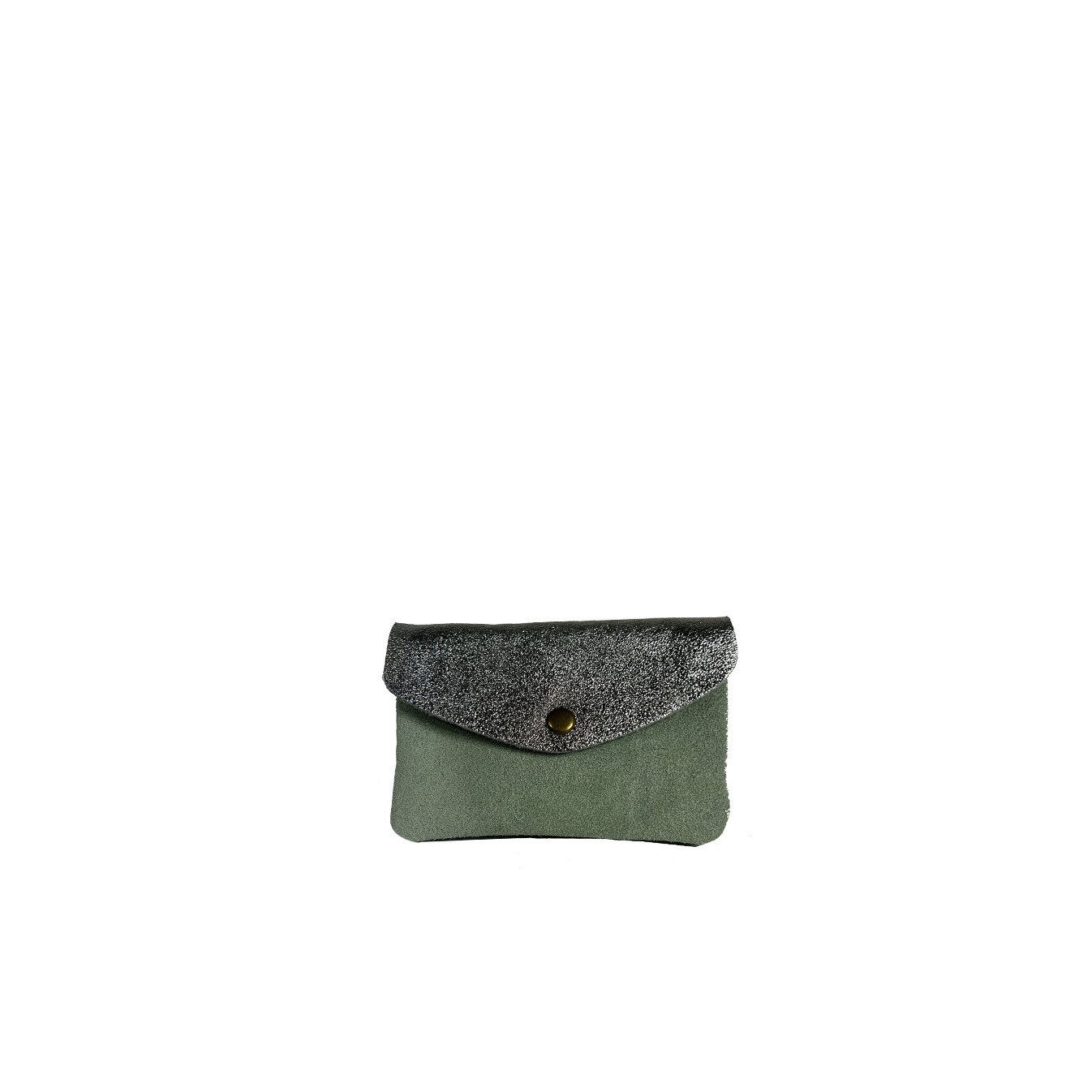 Farfouillette Grand Porte-Monnaie En Daim Vert D'eau / Argenté