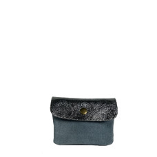 Farfouillette Small Leather Coin Purse Sky Blue / Silver