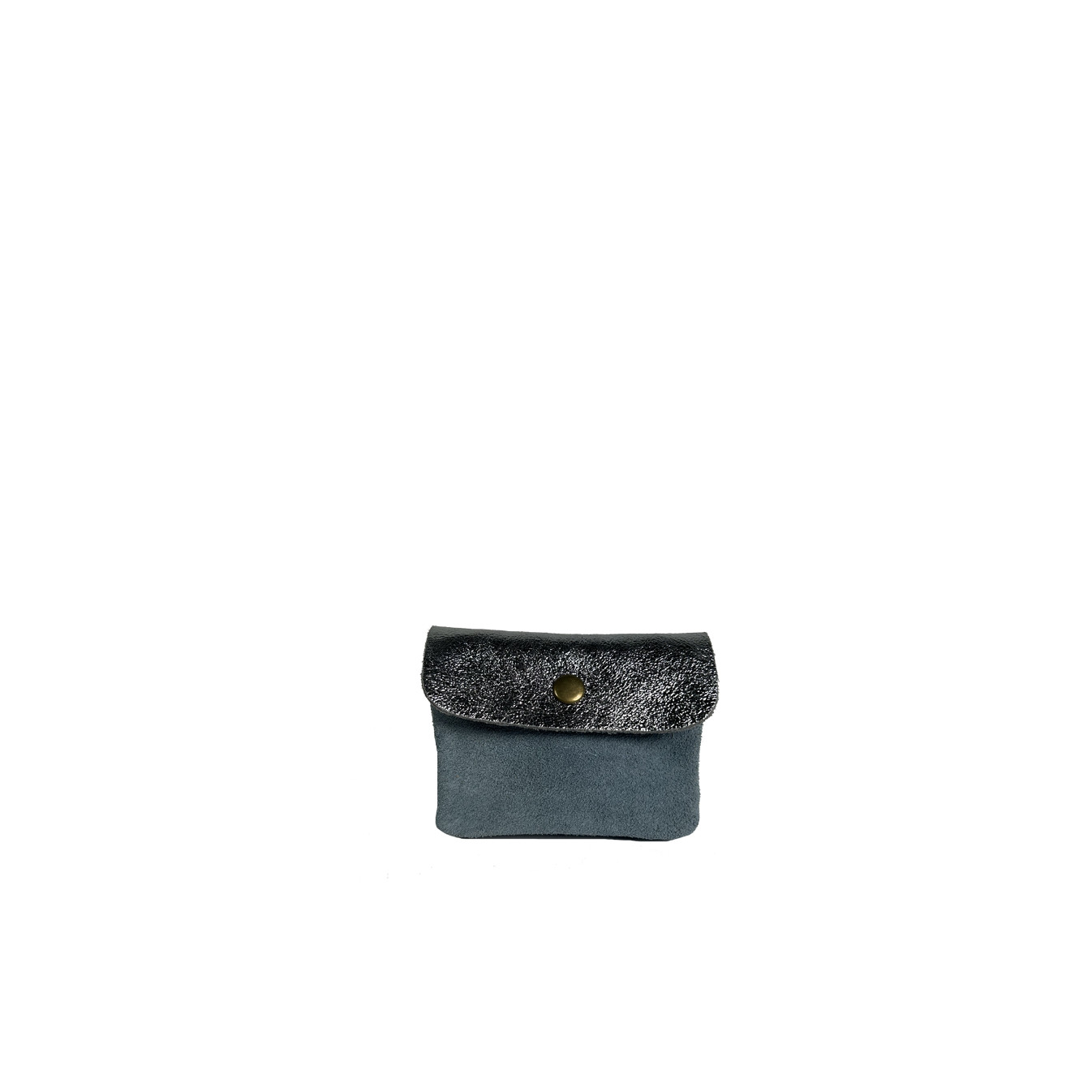 Farfouillette Petit Porte-Monnaie En Daim Bleu Ciel / Argenté