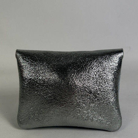 Farfouillette Small Leather Coin Purse Sky Blue / Silver