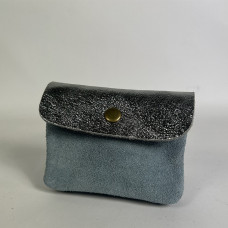 Farfouillette Small Leather Coin Purse Sky Blue / Silver