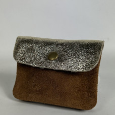 Farfouillette Small Leather Coin Purse Choco / Gold