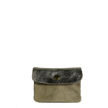 Farfouillette Petit Porte-Monnaie En Daim Naturel / Doré