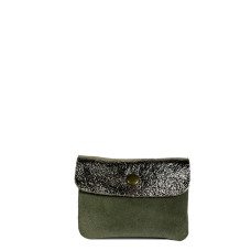 Farfouillette Small Leather Wallet in Water Green / Gold