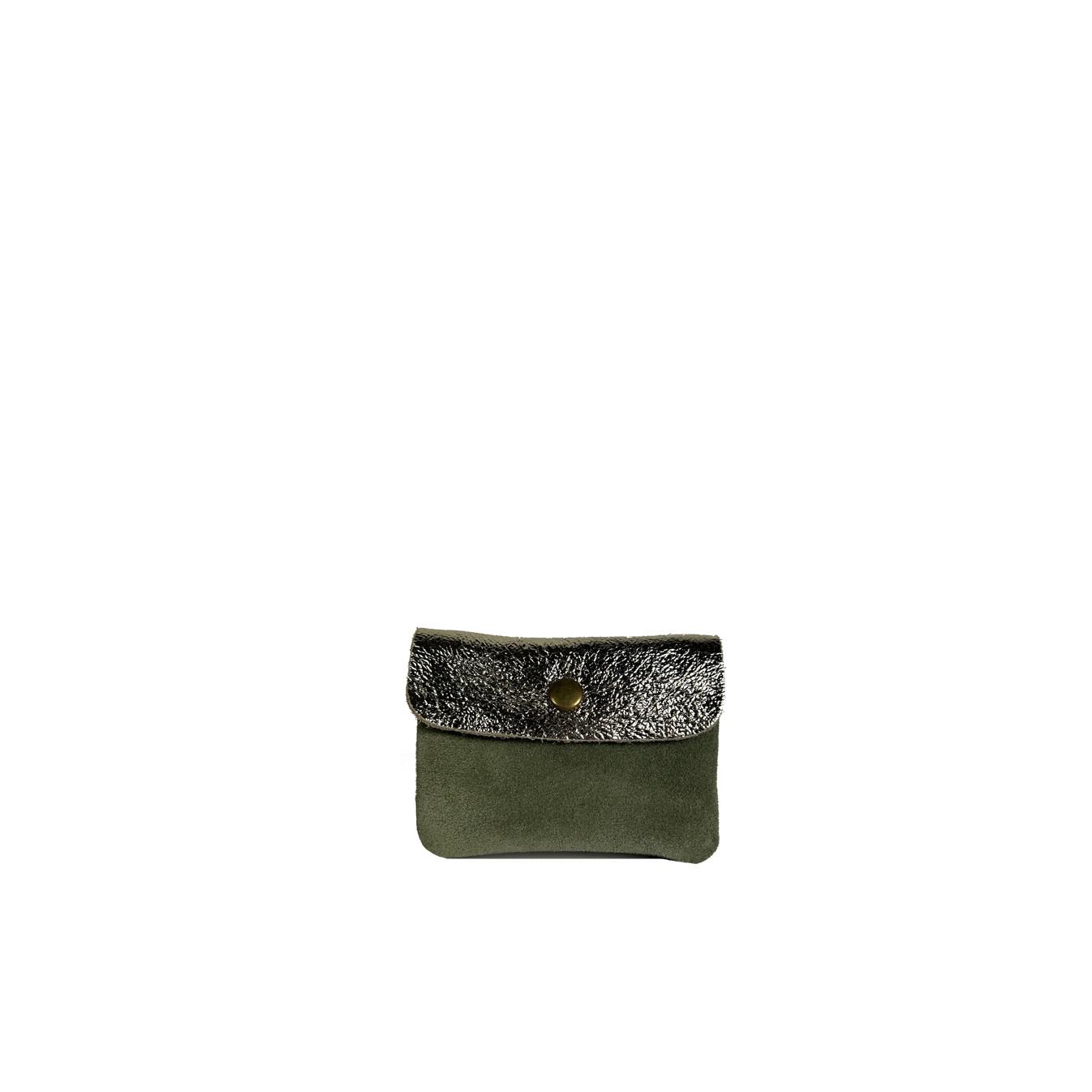 Farfouillette Small Leather Wallet in Water Green / Gold