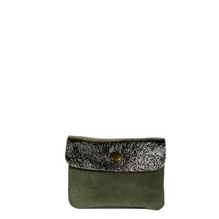 Farfouillette Small Leather Wallet in Water Green / Gold