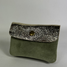 Farfouillette Small Leather Wallet in Water Green / Gold