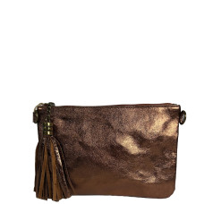 Farfouillette Smooth Shiny Leather Wedding Clutch Bronze