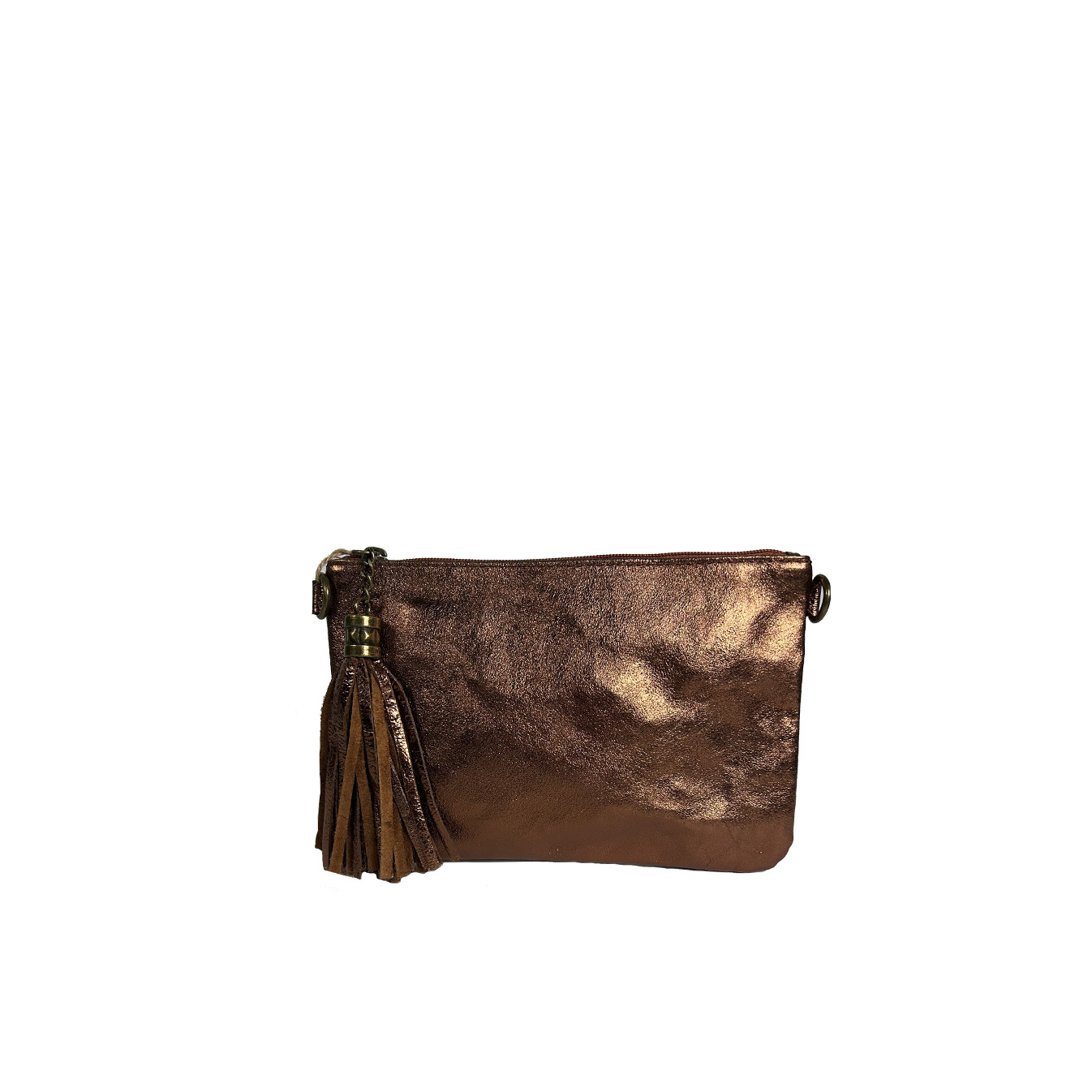 Farfouillette Smooth Shiny Leather Wedding Clutch Bronze