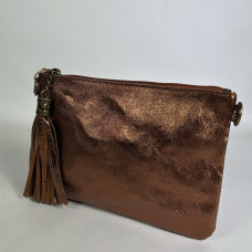 Farfouillette Smooth Shiny Leather Wedding Clutch Bronze