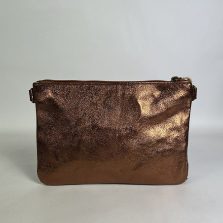 Farfouillette Smooth Shiny Leather Wedding Clutch Bronze