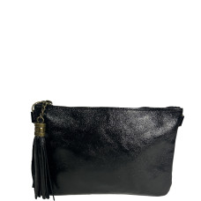 Farfouillette Smooth Shiny Leather Wedding Pouch Black