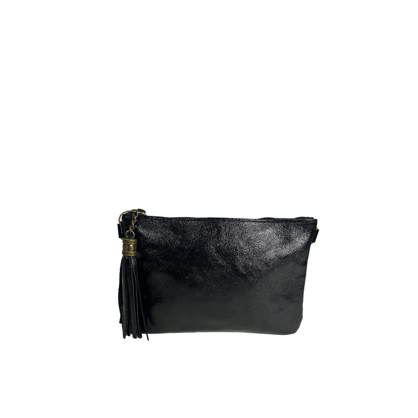 Farfouillette Smooth Shiny Leather Wedding Pouch Black