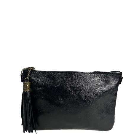 Farfouillette Smooth Shiny Leather Wedding Pouch Black