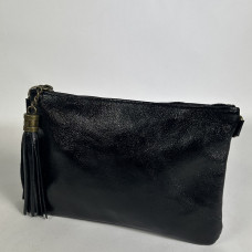 Farfouillette Smooth Shiny Leather Wedding Pouch Black