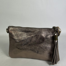 Farfouillette Smooth Shiny Leather Wedding Pouch Taupe