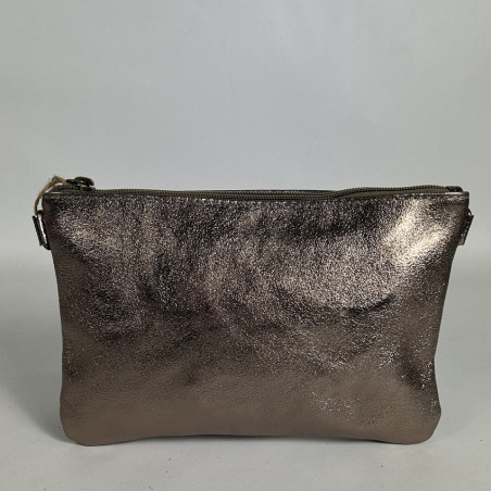 Farfouillette Smooth Shiny Leather Wedding Pouch Taupe