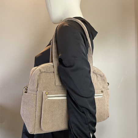 Velvet Shopping Bag Taupe