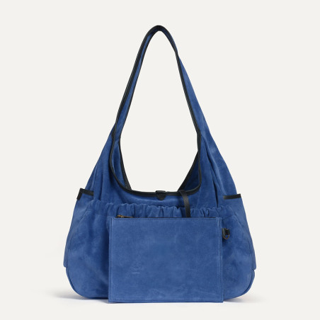 Bleu de Chauffe Paula Satchel Suede Leather Blue Agate