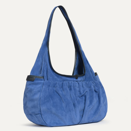 Bleu de Chauffe Paula Satchel Suede Leather Blue Agate