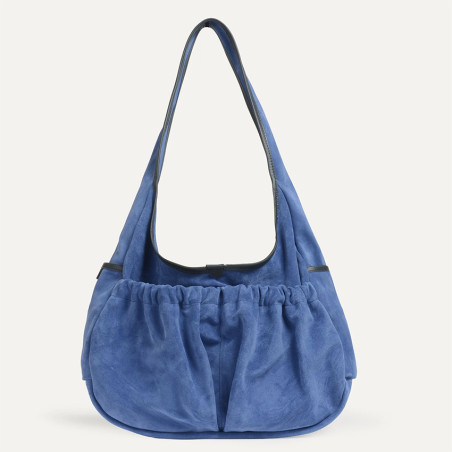 Bleu de Chauffe Paula Satchel Suede Leather Blue Agate