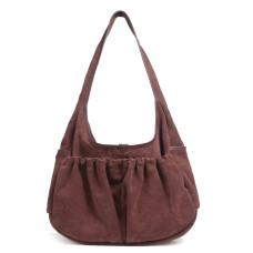 Bleu de Chauffe Paula Satchel Suede Leather Ruby Brown