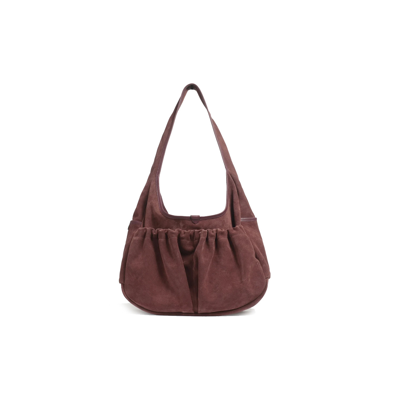 Bleu de Chauffe Paula Satchel Suede Leather Ruby Brown
