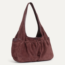 Bleu de Chauffe Paula Satchel Suede Leather Ruby Brown