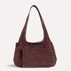 Bleu de Chauffe Paula Satchel Suede Leather Ruby Brown
