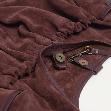 Bleu de Chauffe Paula Satchel Suede Leather Ruby Brown