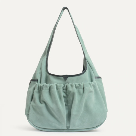 Bleu de Chauffe Paula Satchel Suede Leather Vert Jade