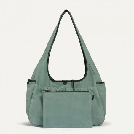 Bleu de Chauffe Paula Satchel Suede Leather Vert Jade