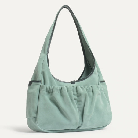 Bleu de Chauffe Paula Satchel Suede Leather Vert Jade