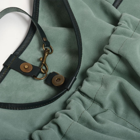 Bleu de Chauffe Paula Satchel Suede Leather Vert Jade