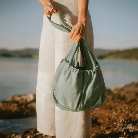 Bleu de Chauffe Paula Satchel Suede Leather Vert Jade