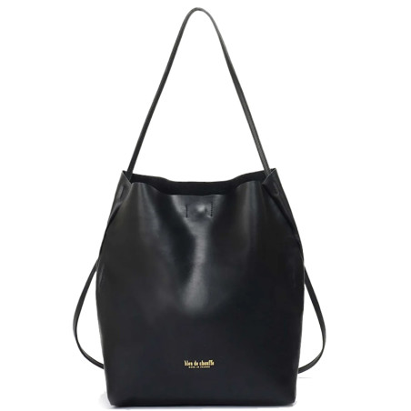 Bleu de Chauffe Double Carry Mission Bucket Bag Smooth Leather Black