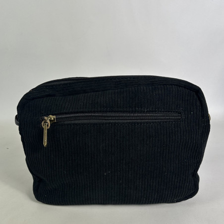 Farfouillette Sac Porté Travers En Velours Noir dos