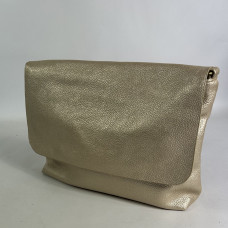Farfouillette Grand Sac Porté Travers A Rabat Et Similicuir Effet Grainé Doré côté