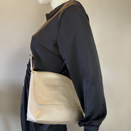 Farfouillette Large Crossbody Bag with Flap and Grainy Faux Leather...