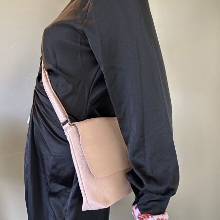 Farfouillette Large Crossbody Bag with Flap and Grainy Faux Leather...