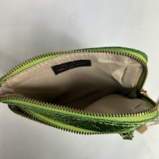 Farfouillette Petit Coin Purse In Crumpled Shiny Leather Anis