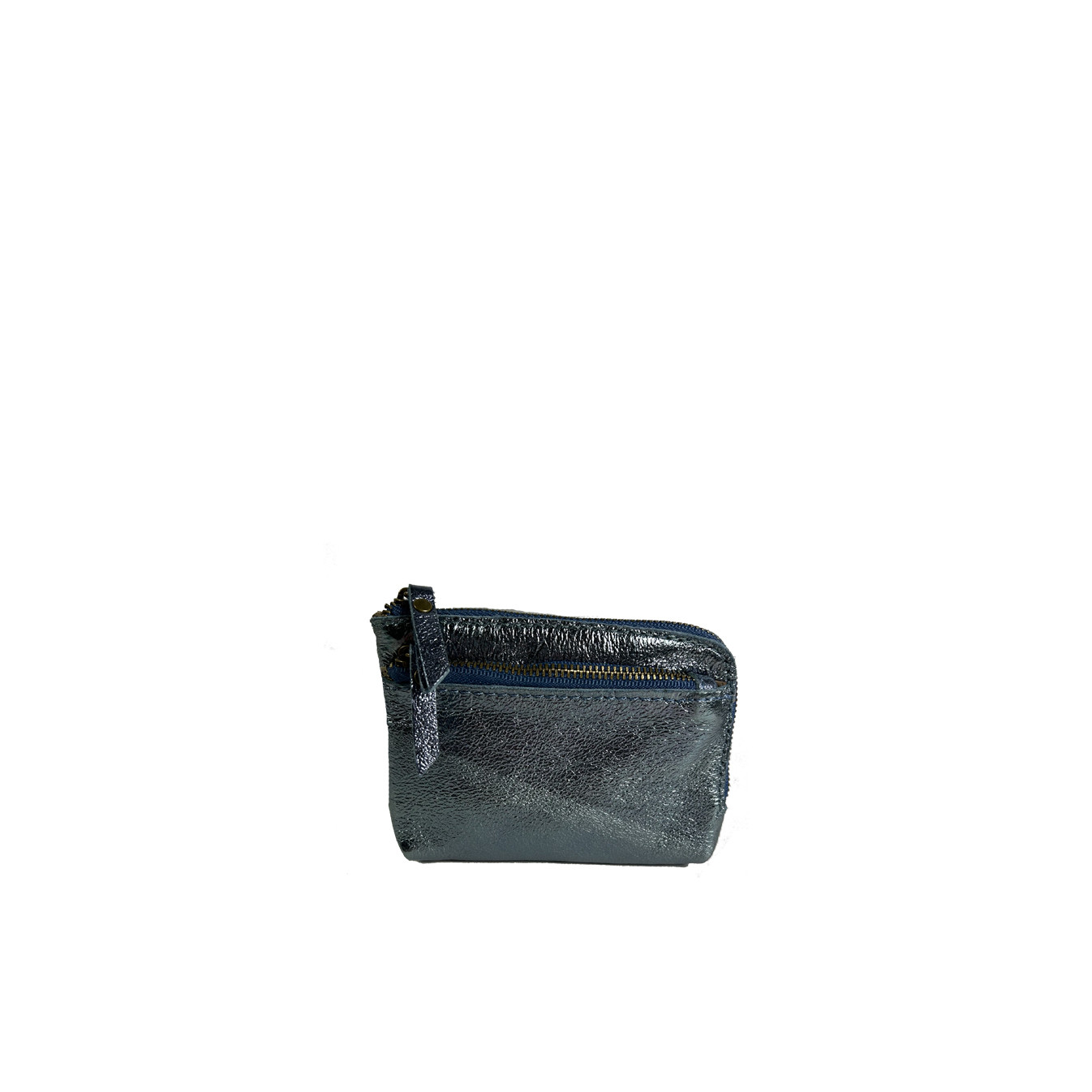Farfouillette Petit Coin Purse In Crumpled Shiny Leather Jean