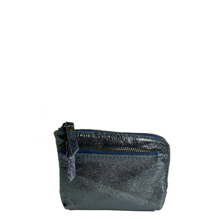 Farfouillette Petit Coin Purse In Crumpled Shiny Leather Jean
